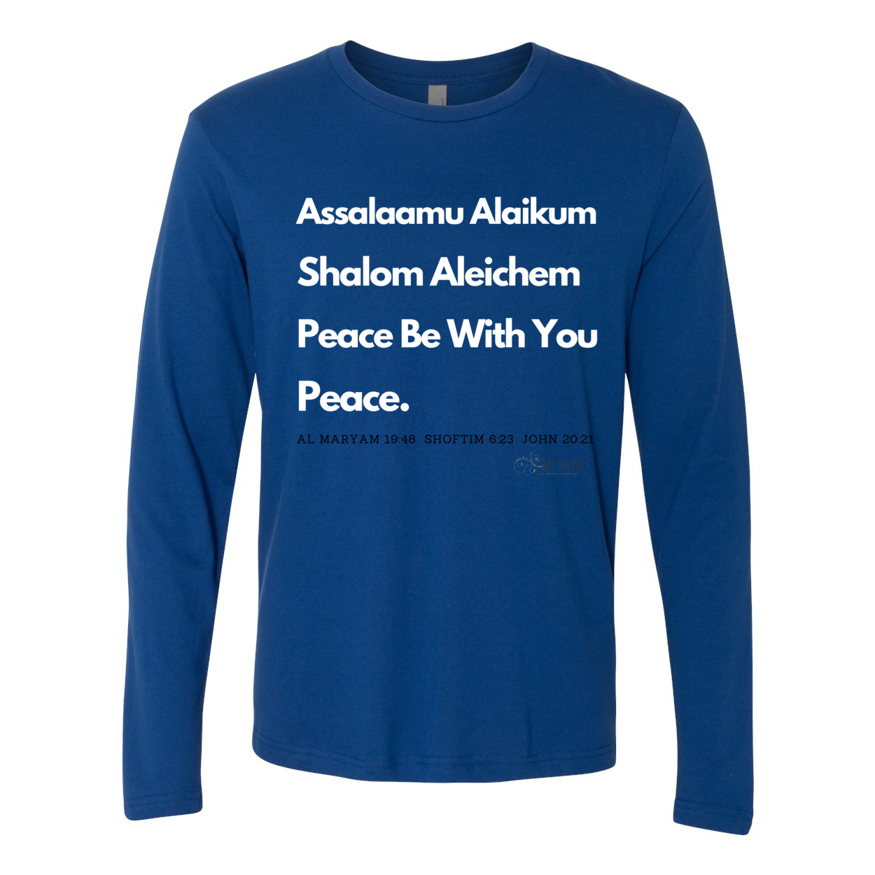 Peace & Blessings (white font) Men's Premium Long Sleeve Crew