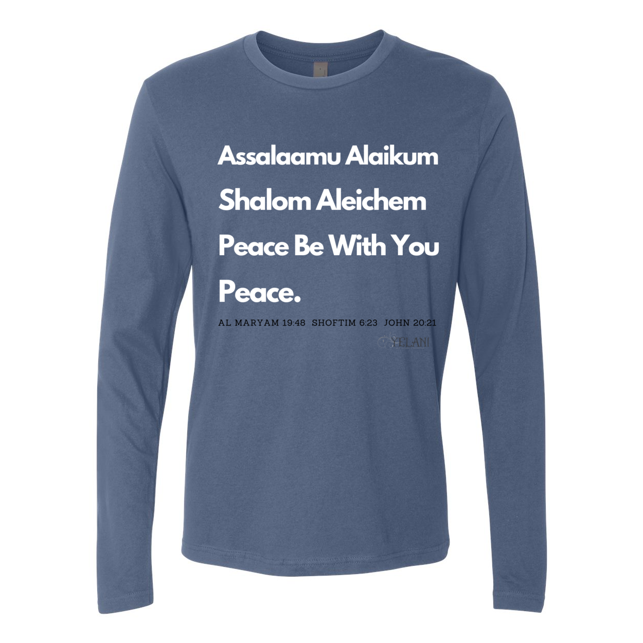 Peace & Blessings (white font) Men's Premium Long Sleeve Crew