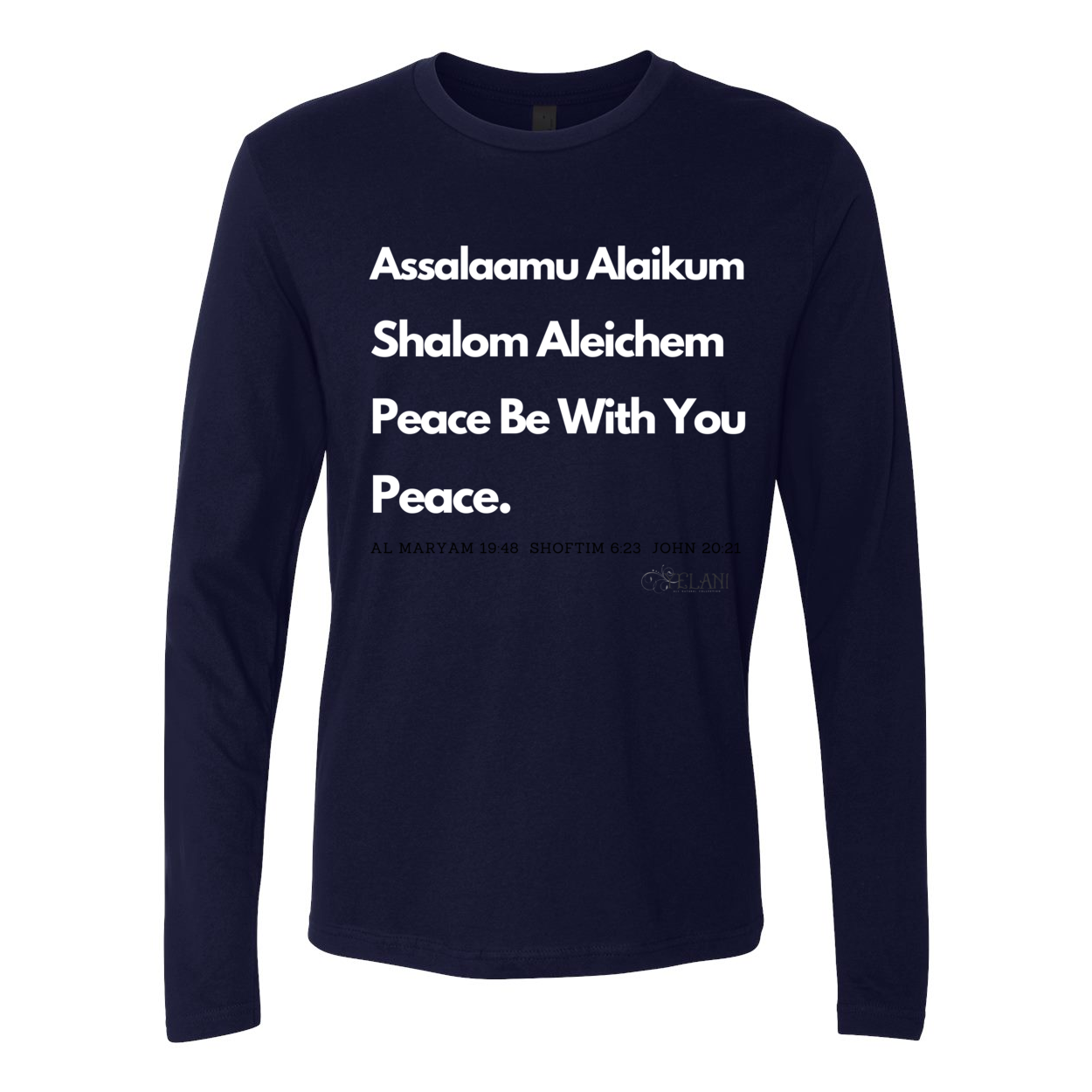 Peace & Blessings (white font) Men's Premium Long Sleeve Crew