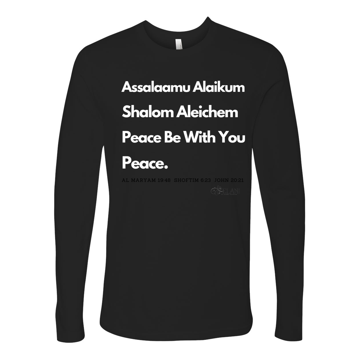 Peace & Blessings (white font) Men's Premium Long Sleeve Crew