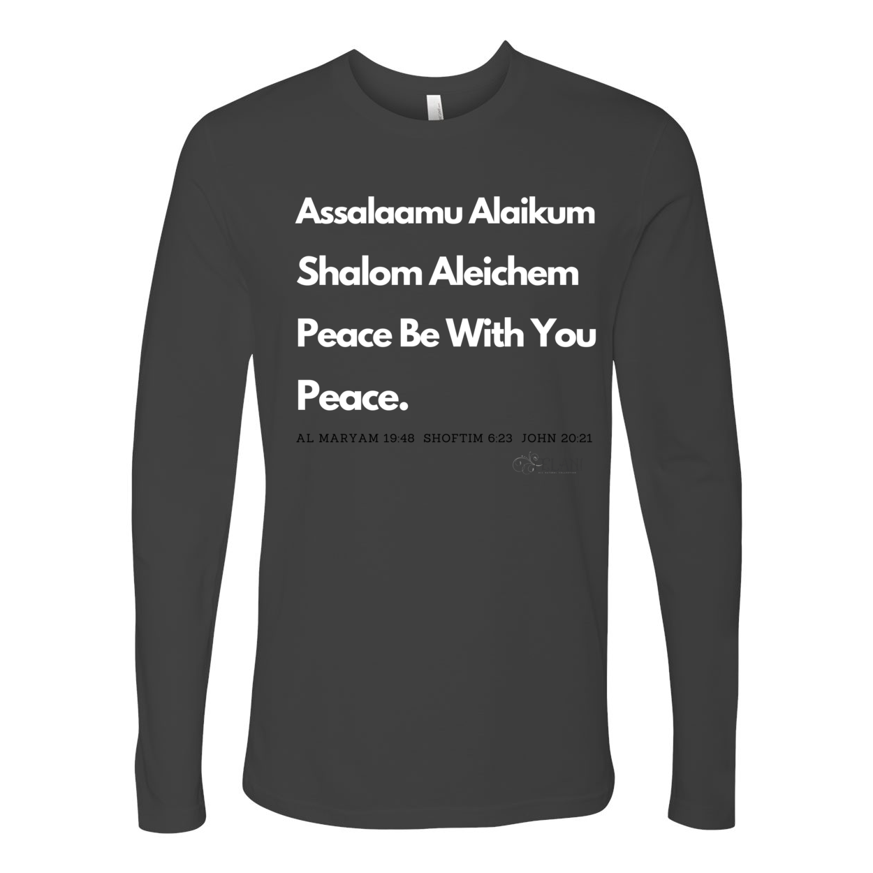 Peace & Blessings (white font) Men's Premium Long Sleeve Crew