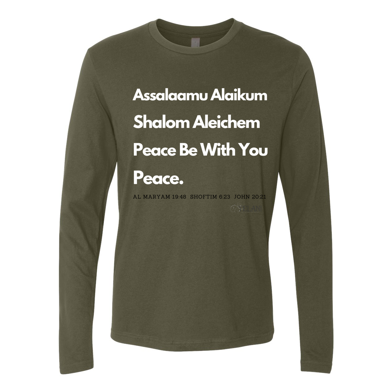 Peace & Blessings (white font) Men's Premium Long Sleeve Crew