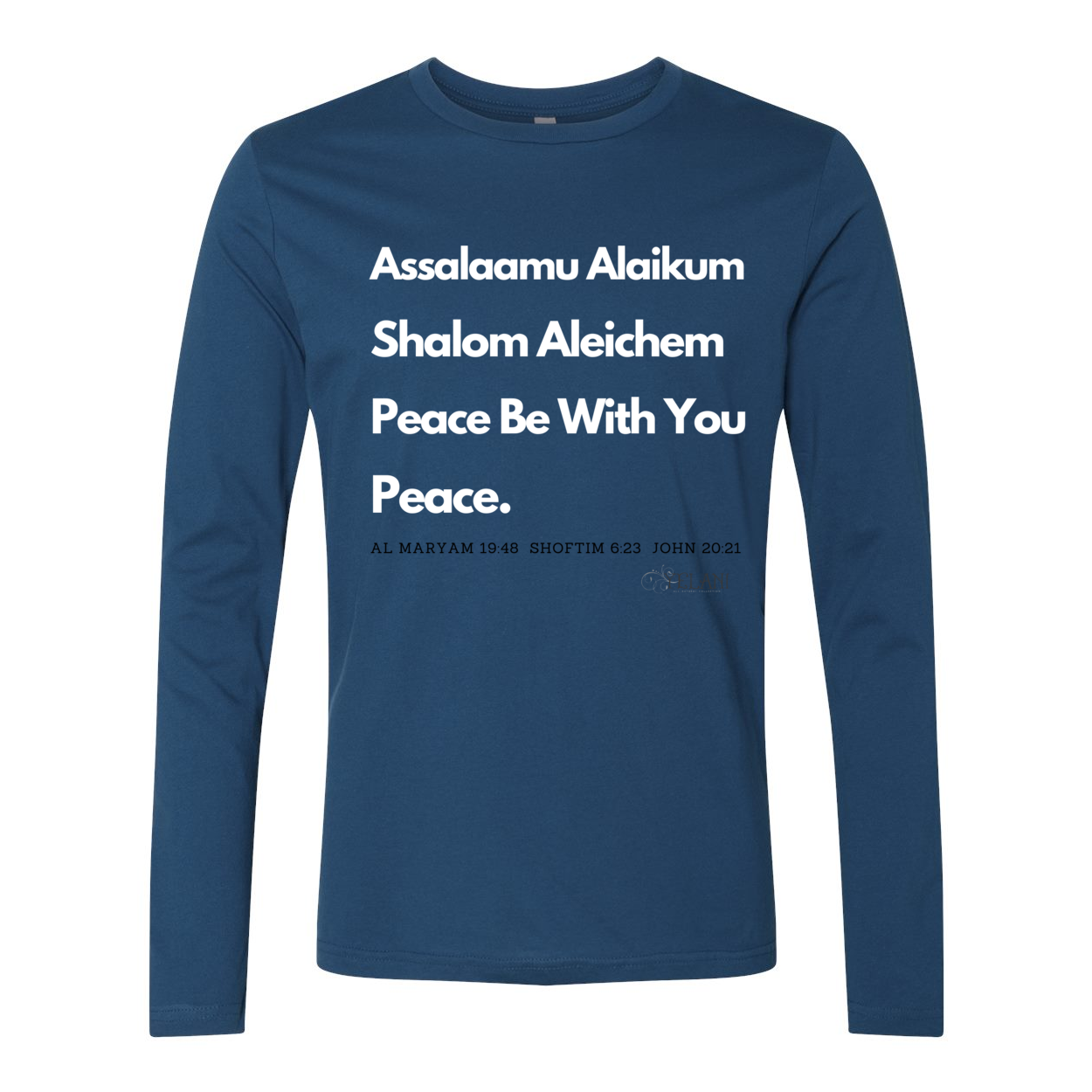 Peace & Blessings (white font) Men's Premium Long Sleeve Crew