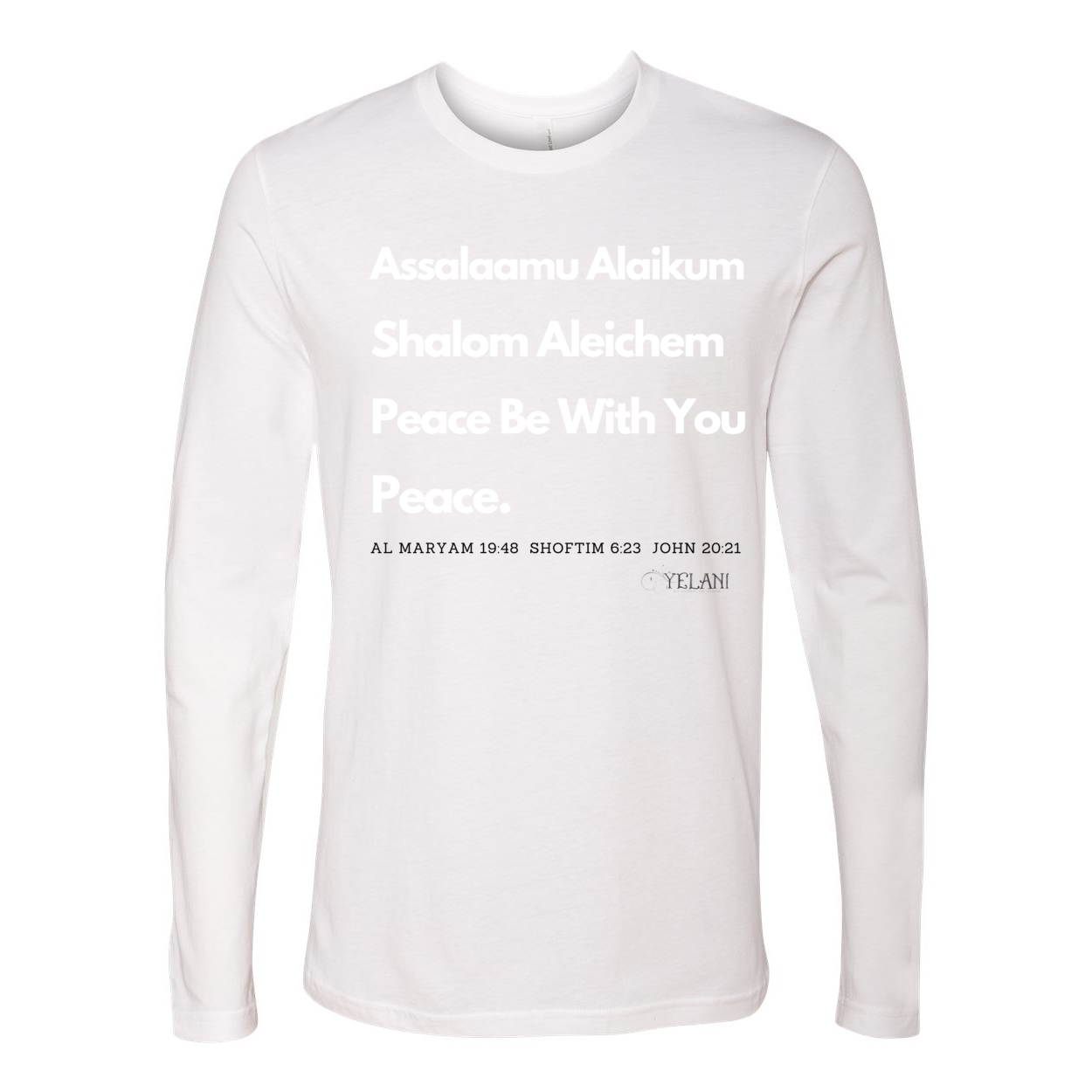 Embrace peace and unity with the 'Assalaamu Alaikum Shalom Aleichem Peace Be With You' long sleeve t-shirt. This red men's tee features a meaningful design that combines greetings in Arabic, Hebrew, and English, celebrating cultural diversity and harmony. Made from high-quality fabric, it offers comfort and style for everyday wear. Perfect for those who appreciate peace, faith, and inclusivity, this shirt makes a powerful statement and a thoughtful gift for friends and family.