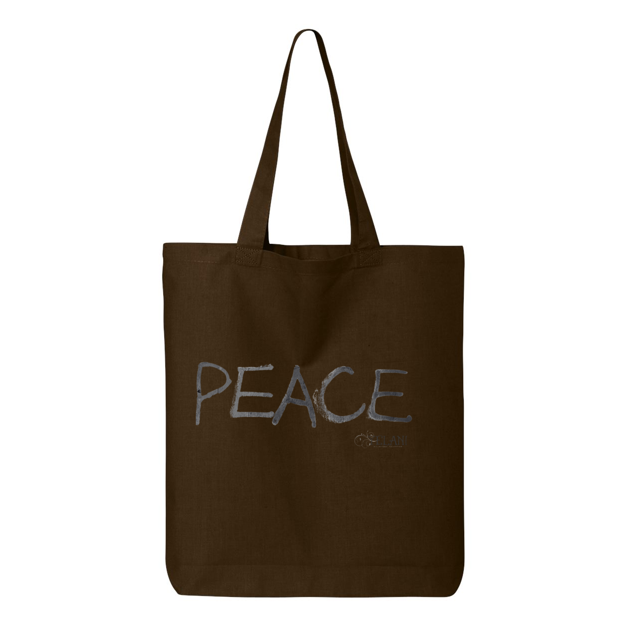 Tote bag with a confident, beautiful woman with an afro on one side and the word 'Peace' on the other, symbolizing empowerment and harmony