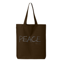 Thumbnail for Tote bag with a confident, beautiful woman with an afro on one side and the word 'Peace' on the other, symbolizing empowerment and harmony