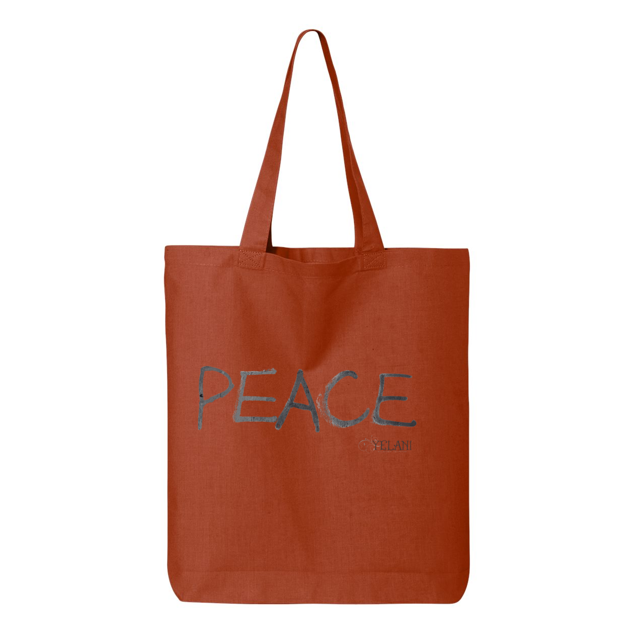 Tote bag with a confident, beautiful woman with an afro on one side and the word 'Peace' on the other, symbolizing empowerment and harmony