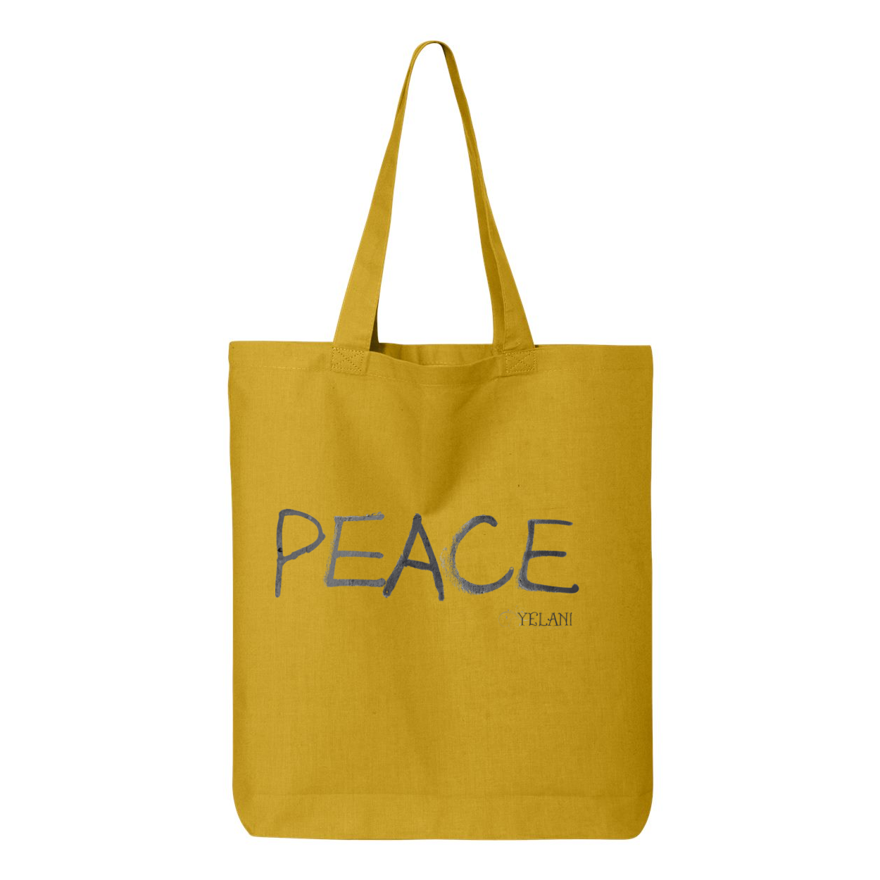 Tote bag with a confident, beautiful woman with an afro on one side and the word 'Peace' on the other, symbolizing empowerment and harmony