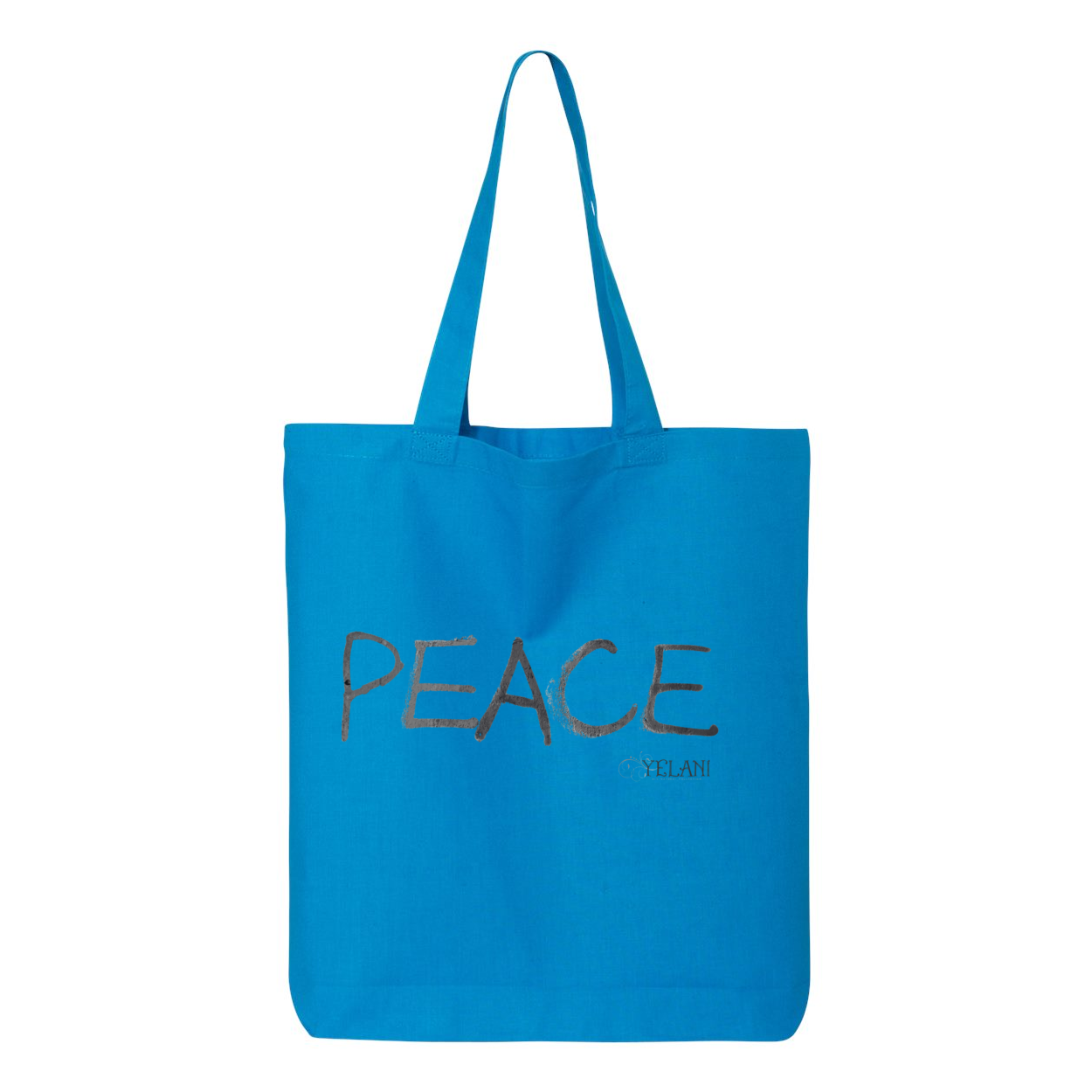 Tote bag with a confident, beautiful woman with an afro on one side and the word 'Peace' on the other, symbolizing empowerment and harmony