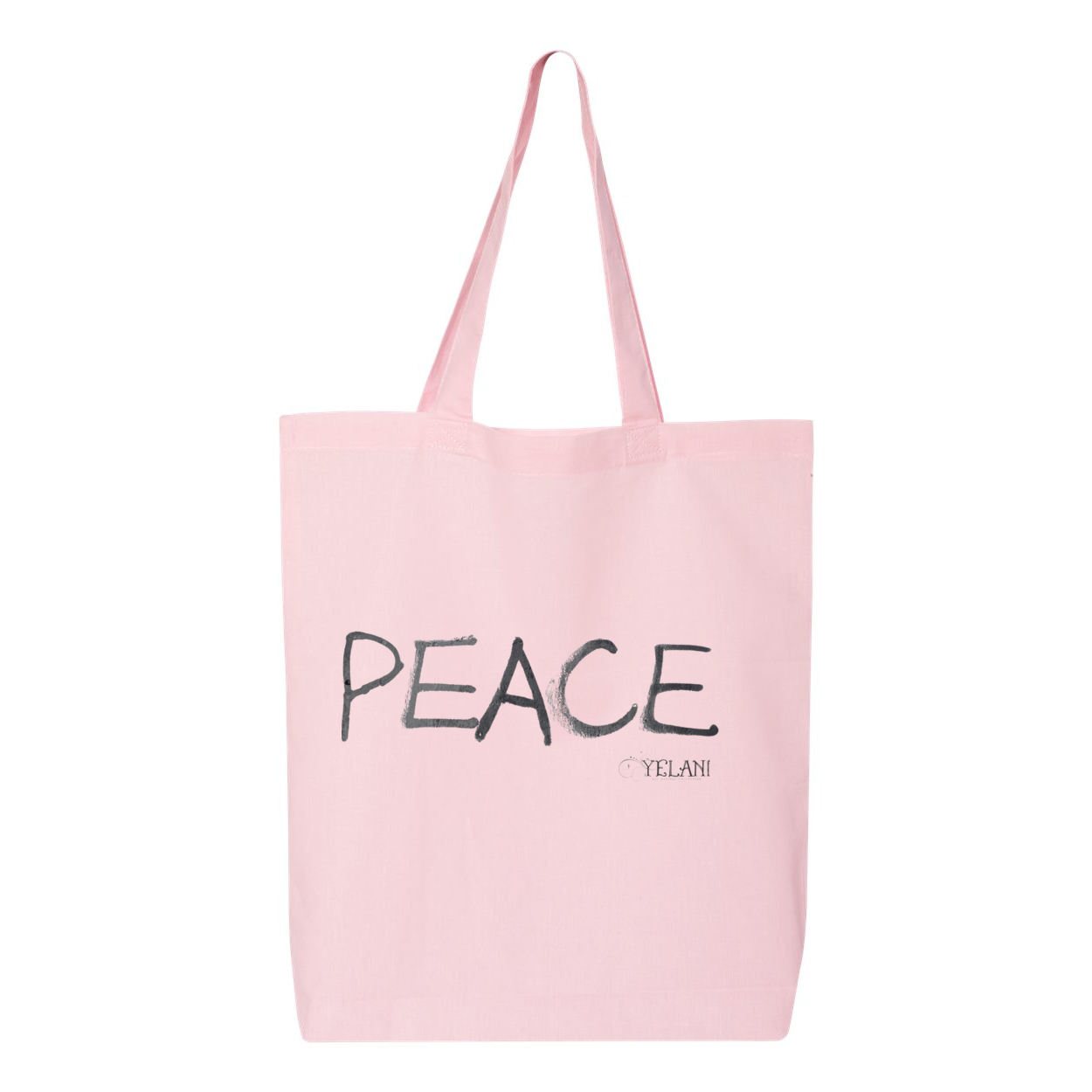 Tote bag with a confident, beautiful woman with an afro on one side and the word 'Peace' on the other, symbolizing empowerment and harmony