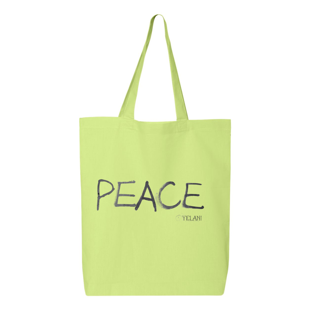 Tote bag with a confident, beautiful woman with an afro on one side and the word 'Peace' on the other, symbolizing empowerment and harmony