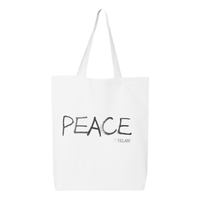 Thumbnail for Tote bag with a confident, beautiful woman with an afro on one side and the word 'Peace' on the other, symbolizing empowerment and harmony