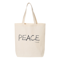 Thumbnail for Tote bag with a confident, beautiful woman with an afro on one side and the word 'Peace' on the other, symbolizing empowerment and harmony