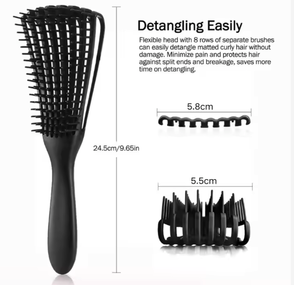 Detangling hair brush description