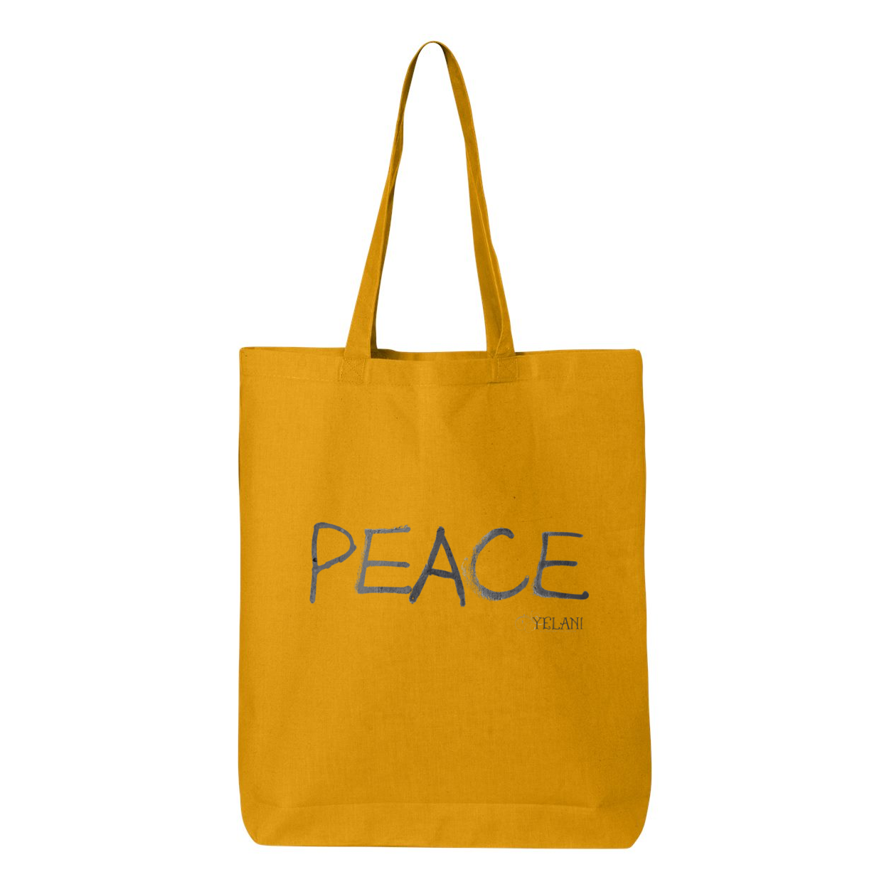 Gusseted Tote bag with colorful 'PEACE' message in 100% cotton.