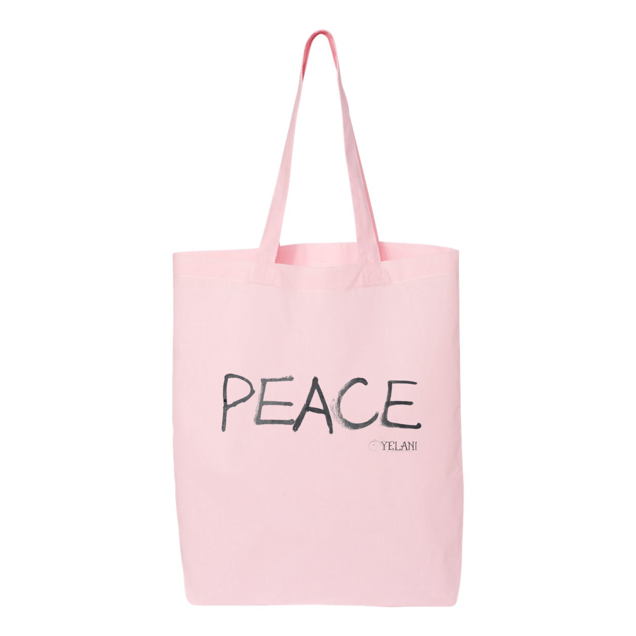 Gusseted Tote bag with colorful 'PEACE' message in 100% cotton.