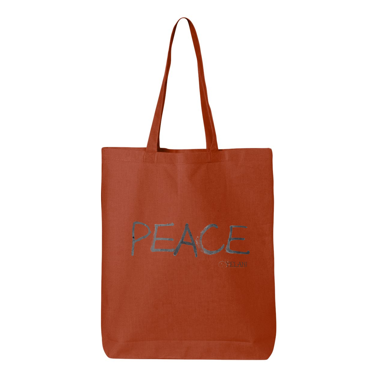 Gusseted Tote bag with colorful 'PEACE' message in 100% cotton.