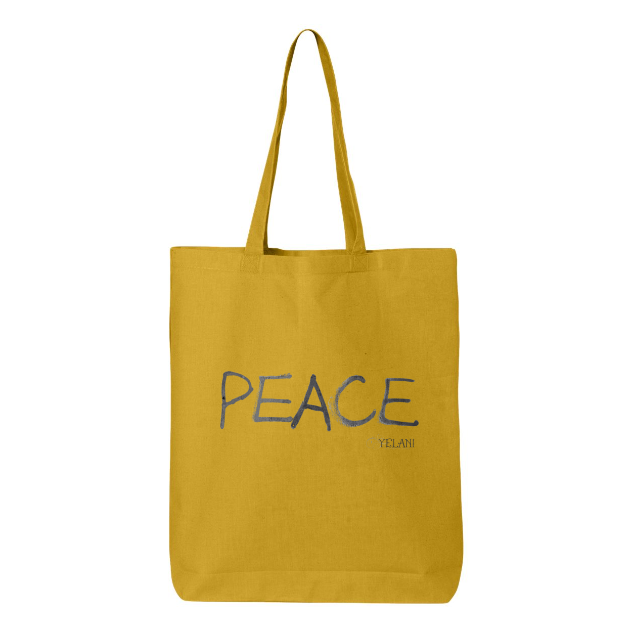 Gusseted Tote bag with colorful 'PEACE' message in 100% cotton.