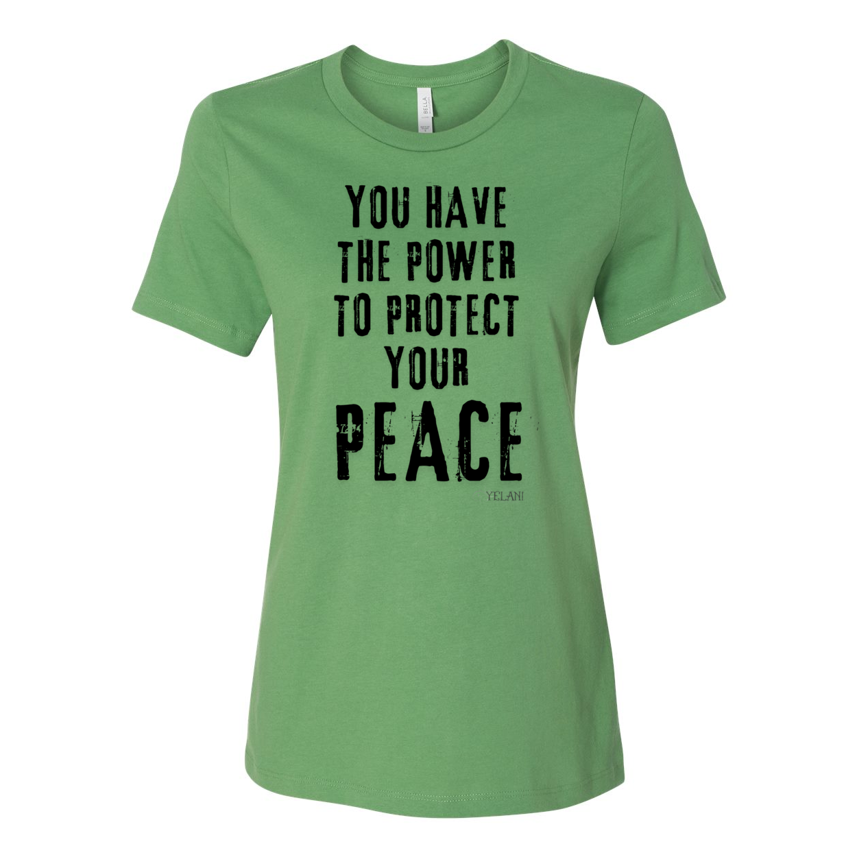 Protect Your Peace t-shirt with inspirational message-leaf green