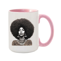 Thumbnail for Resist 15oz. Mug with inspirational message and confident Black woman design. Pink