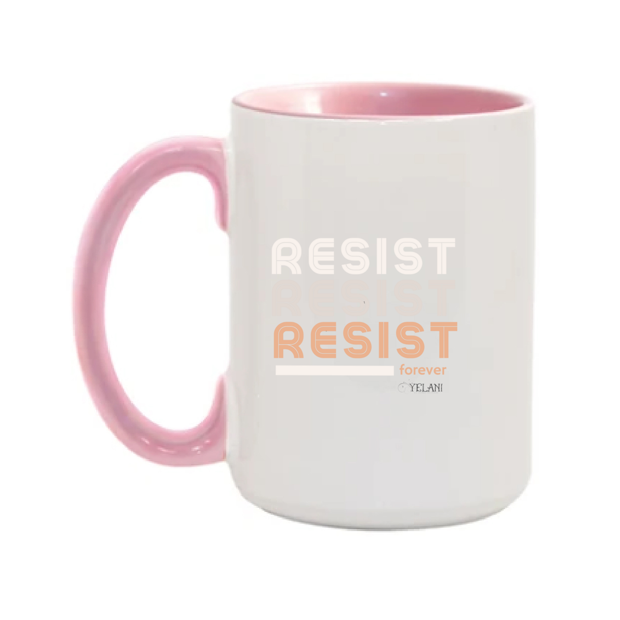 Resist 15oz. Mug with inspirational message and confident Black woman design. Pink