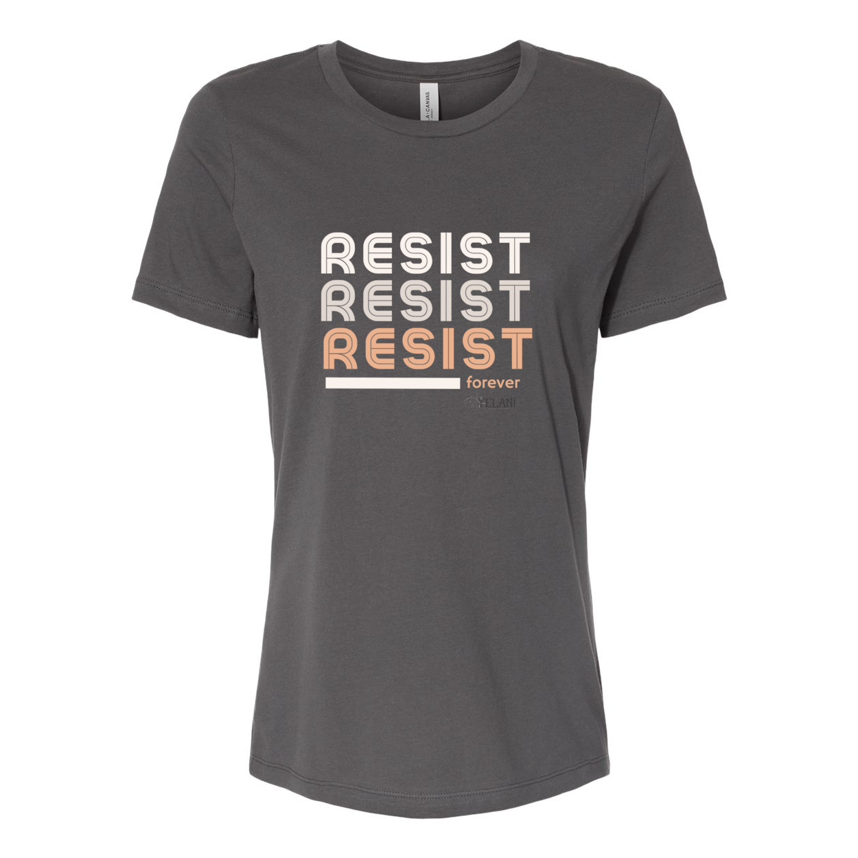 Resist Women’s Relaxed Jersey Tee with motivational message to embrace individuality.