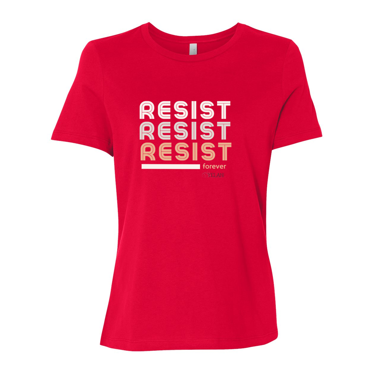 Resist Women’s Relaxed Jersey Tee with motivational message to embrace individuality. Tee Berry Red