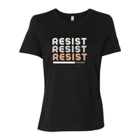 Thumbnail for Resist Women’s Relaxed Jersey Tee with motivational message to embrace individuality. Black