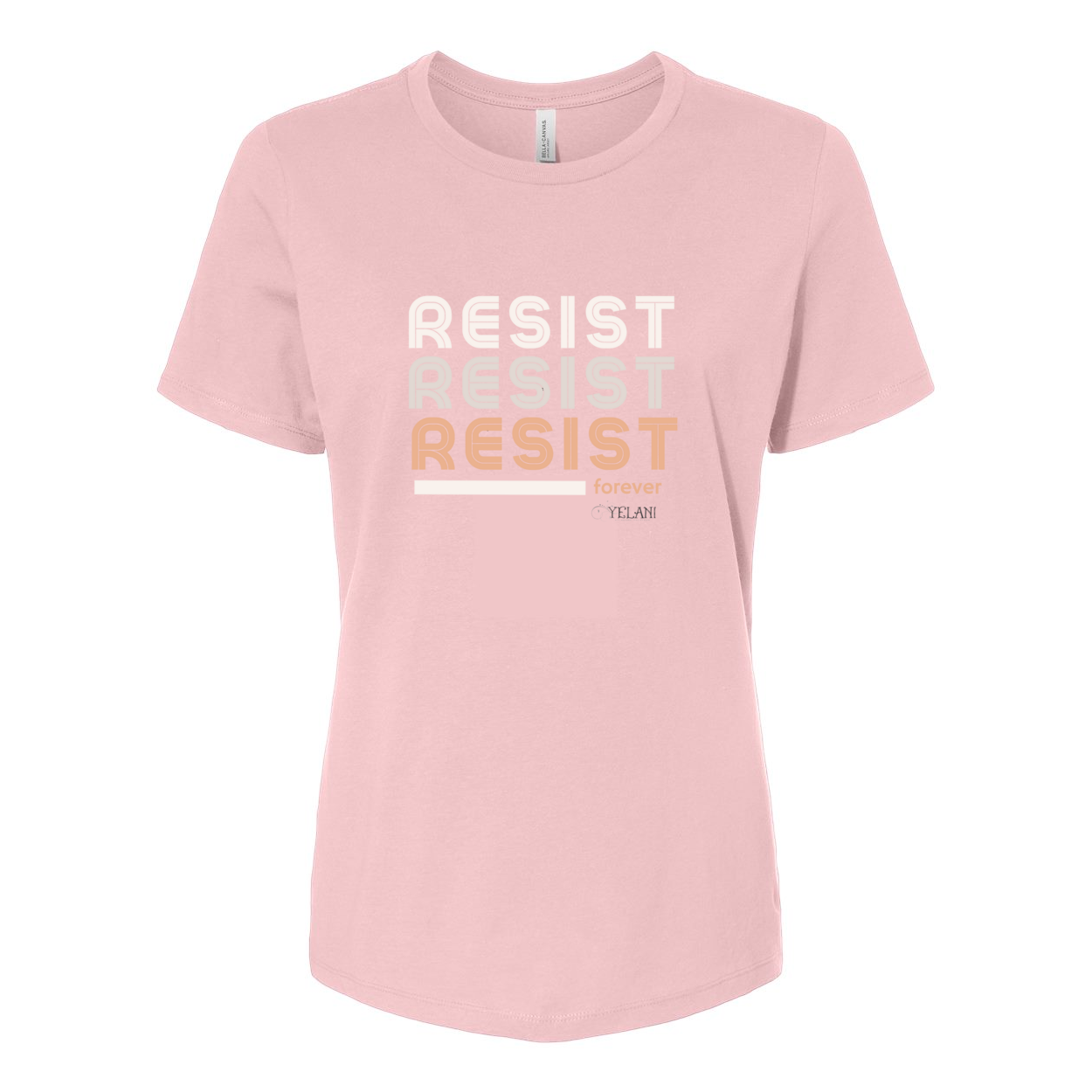 Resist Women’s Relaxed Jersey Tee with motivational message to embrace individuality. Pink