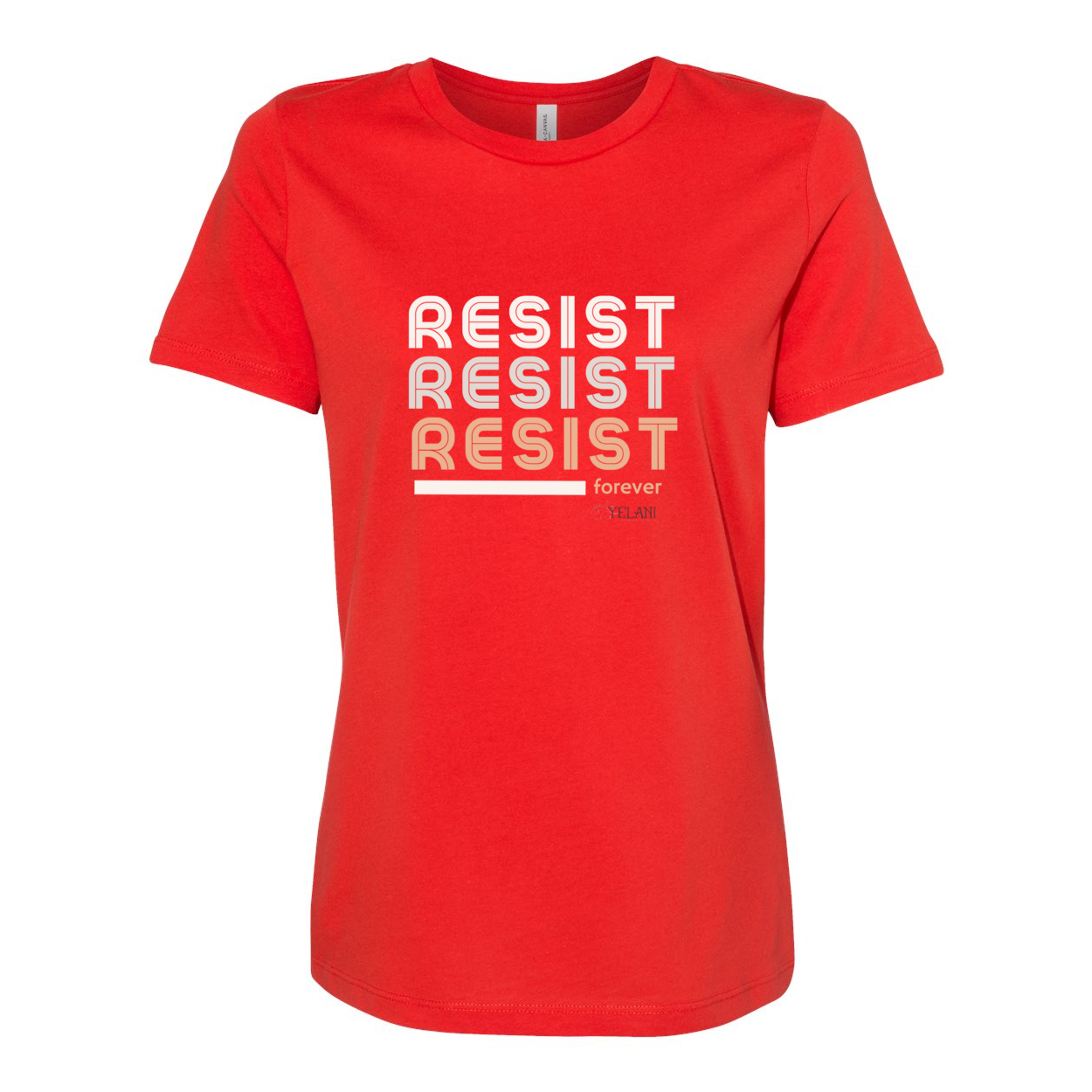 Resist Women’s Relaxed Jersey Tee with motivational message to embrace individuality. Red