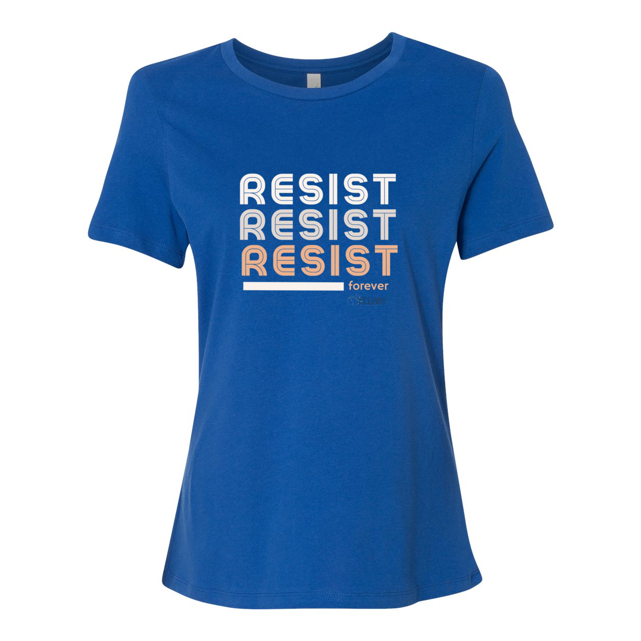 Resist Women’s Relaxed Jersey Tee with motivational message to embrace individuality.