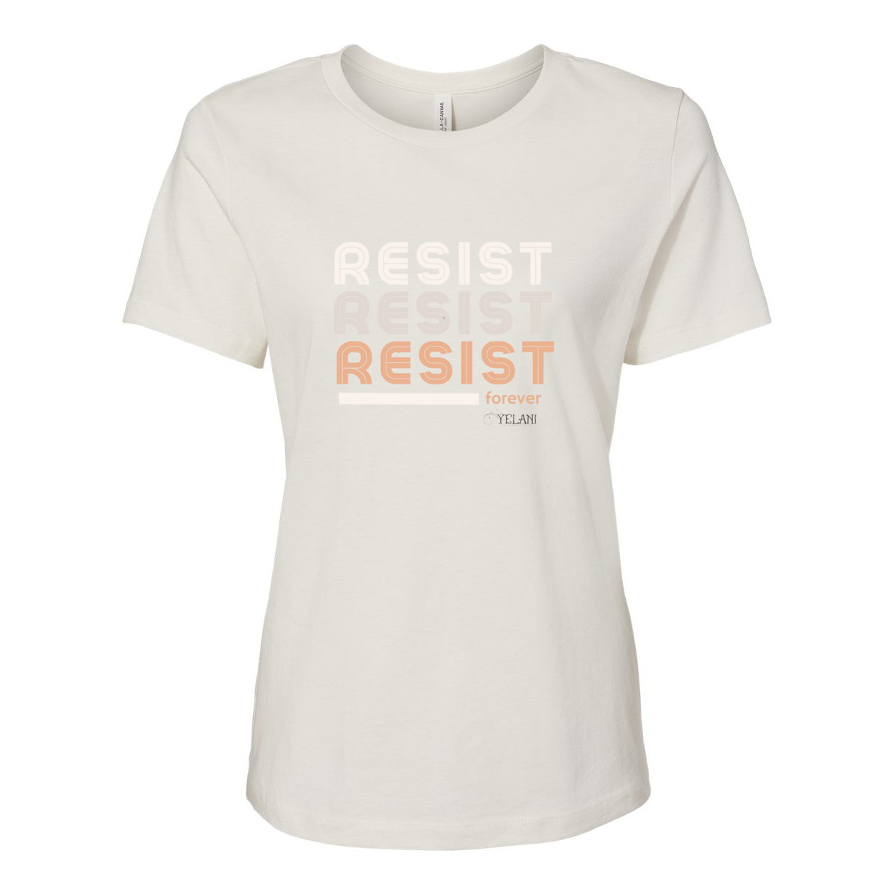 Resist Women’s Relaxed Jersey Tee with motivational message to embrace individuality. Vintage White