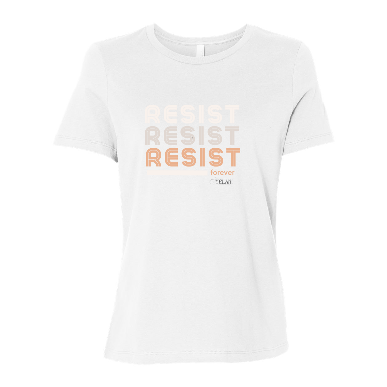 Resist Women’s Relaxed Jersey Tee with motivational message to embrace individuality. White