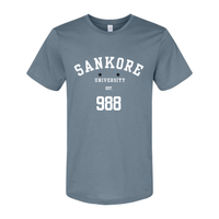 Thumbnail for Sankore University Men's Organic Crewneck Tee in Ocean Green - A Bold Tribute to Timbuktu’s Intellectual Legacy