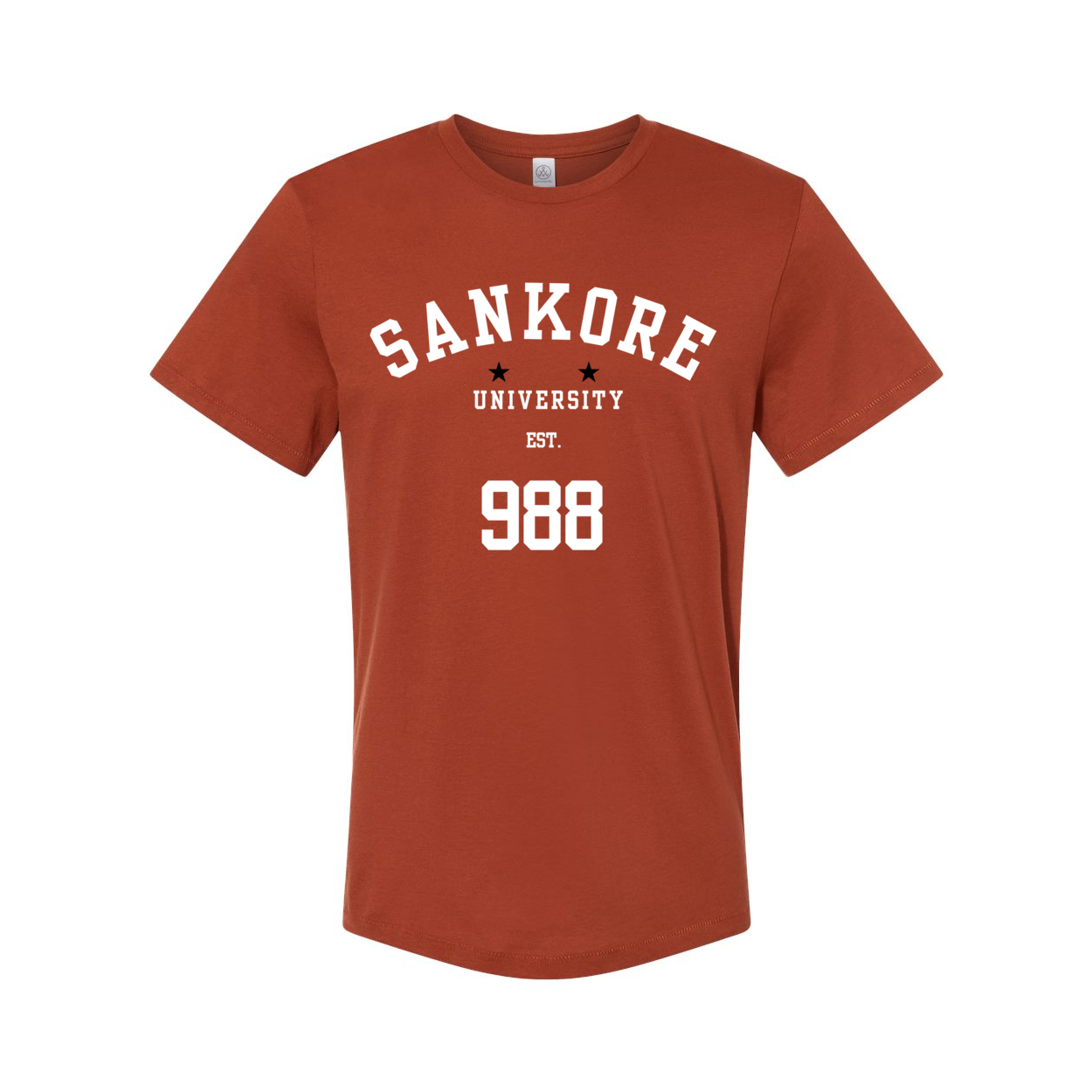 Sankore University Men's Organic Crewneck Tee in Red Clay - Celebrate African Intellectual Legacy, Organic Cotton-front