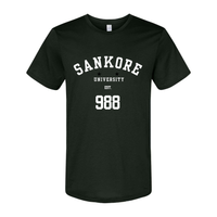 Thumbnail for Sankore University Men's Organic Crewneck Tee in True Black - Showcasing African Scholarly Tradition with Eco-Friendly Style