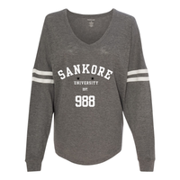 Thumbnail for Sankore University vneck womens jersey- black history-grey