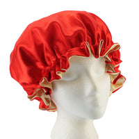 Thumbnail for reversible satin bonnet red gold night cap women natural woman hair