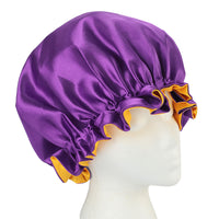 Thumbnail for reversible satin bonnet purple gold night cap women natural woman hair